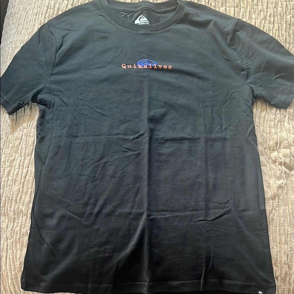 Quiksilver Black Short Sleeve Tee with Rainbow Graphic